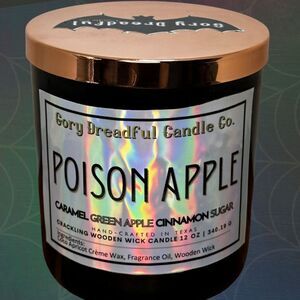 Poison Apple Crackling Wooden Wick Candle: Caramel Green Apple Cinnamon Sugar